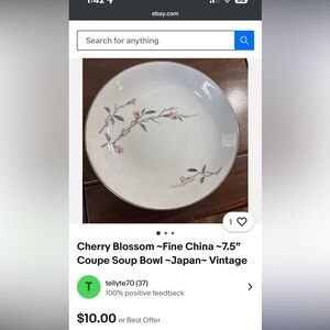 Cherry Blossom Floral Dinnerware Bowl